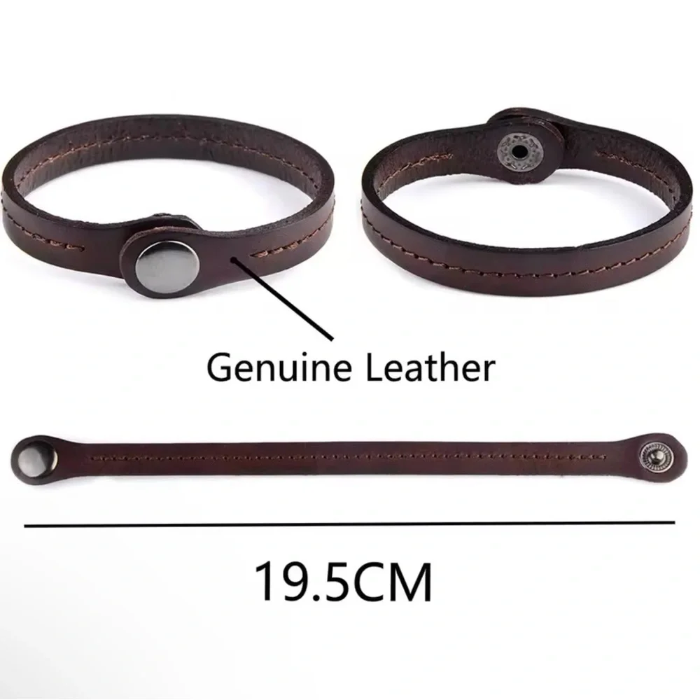 Men’s Retro Leather Wrap Cord Cuff Bracelet Brown